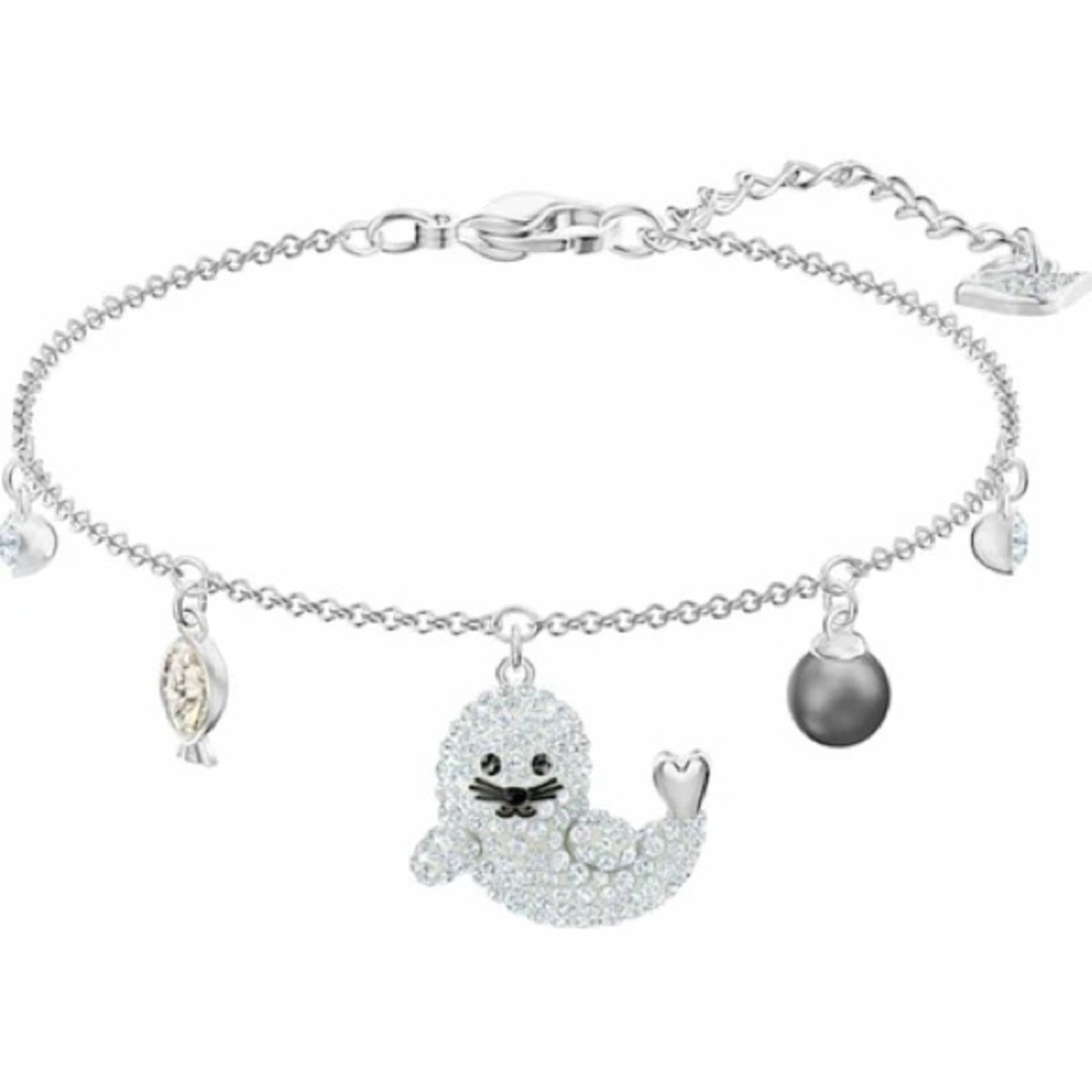 NIB Swarovski POLAR SEAL BRACELET, Multi-color, Rhodium Plated [super cute]🦭